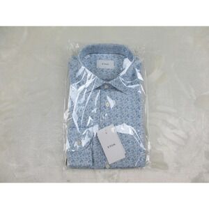 NEW Eton Dress Shirt Mens 43 17 XL Blue Paisley Slim Four Way Stretch